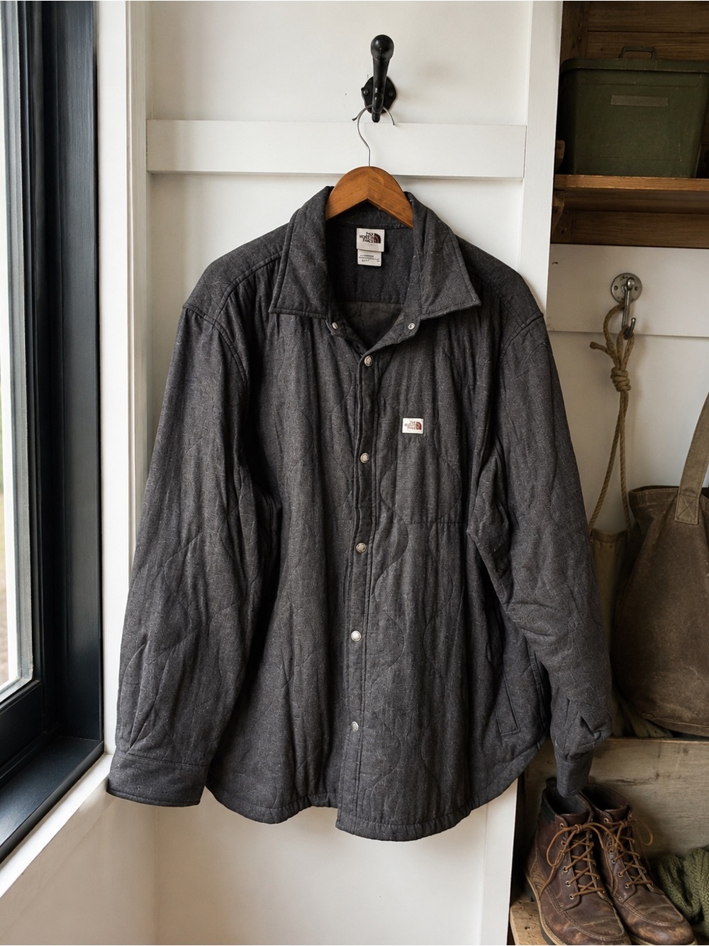 The North Face Quilted Shirt Jacket Shacket Gray Men's XXL